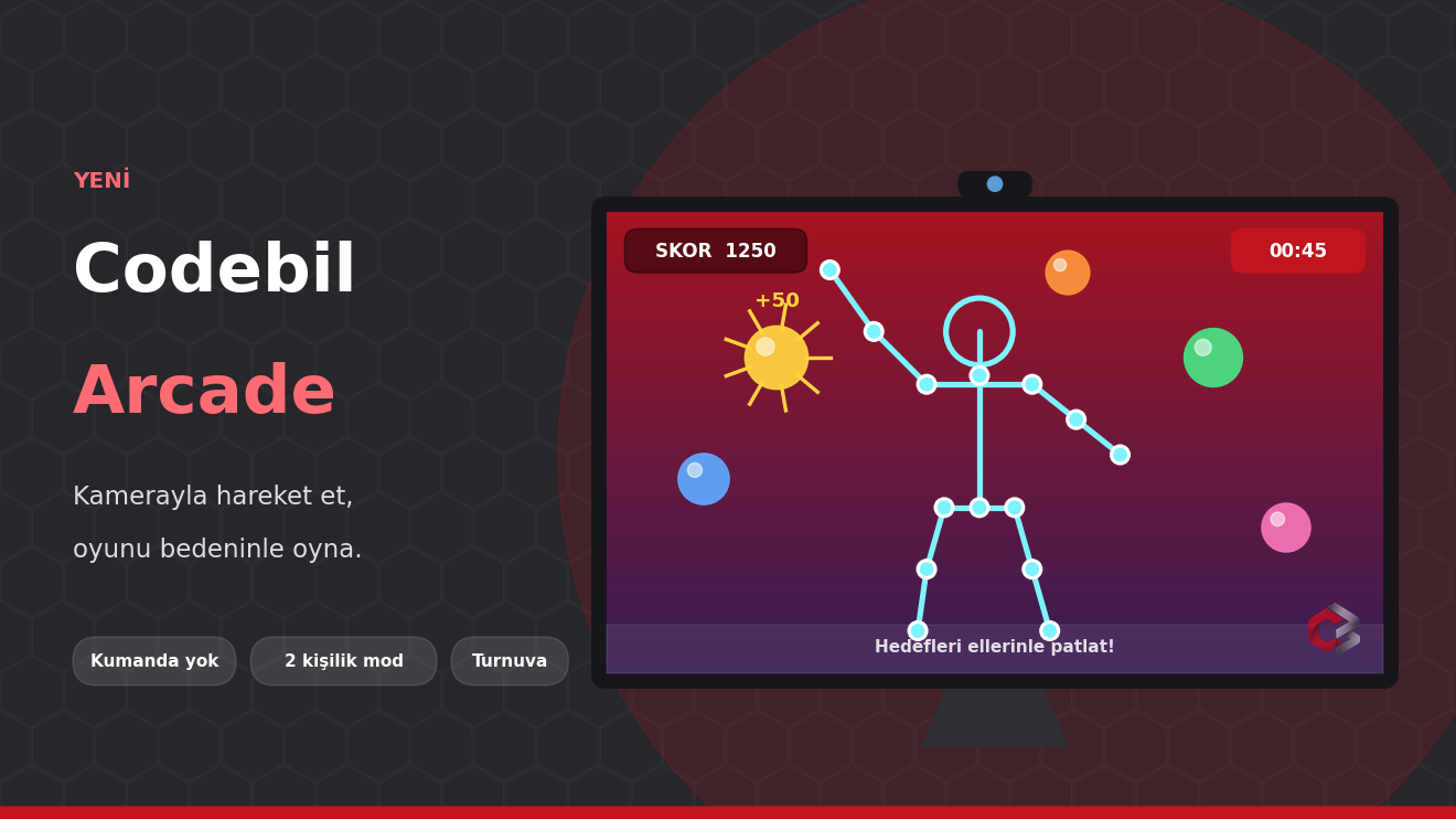 Codebil Arcade: kameranın algıladığı oyuncu ekranda balonları patlatıyor